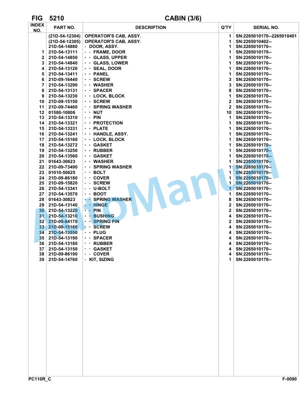 Komatsu PC110R-1 Hydraulic Excavator Parts Manual 2265010170-Up 3 Komatsu PC110R-1 Hydraulic Excavator Parts Manual 2265010170-Up-3