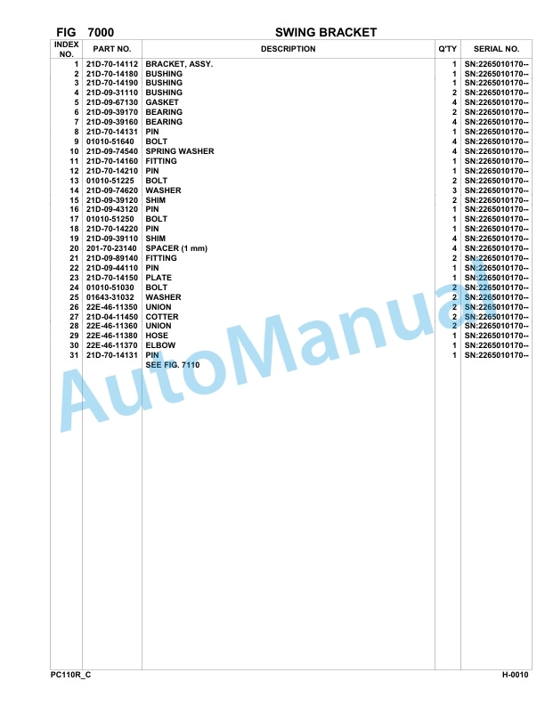 Komatsu PC110R-1 Hydraulic Excavator Parts Manual 2265010170-Up 5 Komatsu PC110R-1 Hydraulic Excavator Parts Manual 2265010170-Up-5