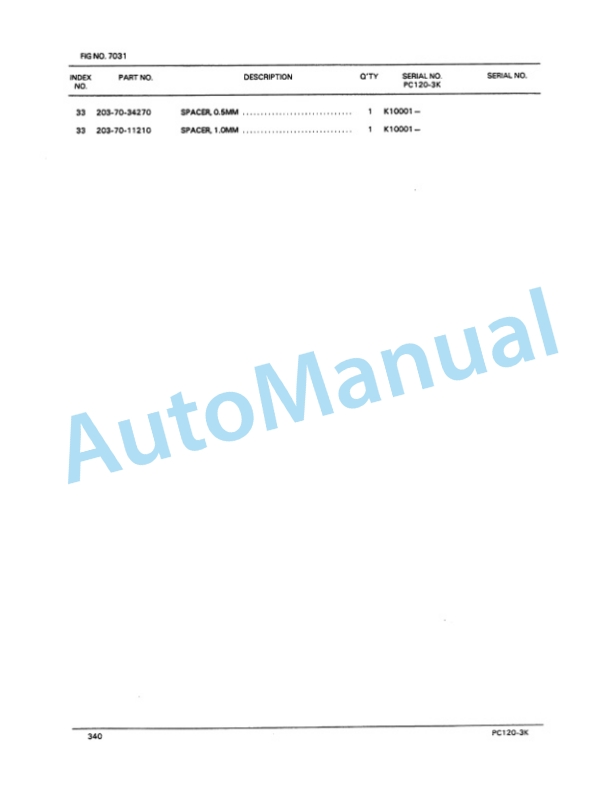 Komatsu PC120-3K Excavator Parts Manual PEPBK2020301 5 Komatsu PC120-3K Excavator Parts Manual PEPBK2020301-5