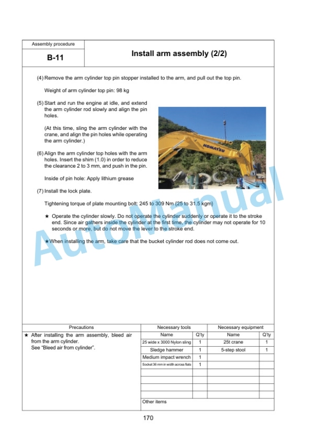 Komatsu PC1250-11, PC1250-11E0, PC1250LC-11, PC1250LC-11E0, PC1250SP-11, PC1250SP-11E0 Hydraulic Excavator Field Assembly Instruction GEN00203-08 4 Komatsu PC1250-11, PC1250-11E0, PC1250LC-11, PC1250LC-11E0, PC1250SP-11, PC1250SP-11E0 Hydraulic Excavator Field Assembly Instruction GEN00203-08 - Image 4