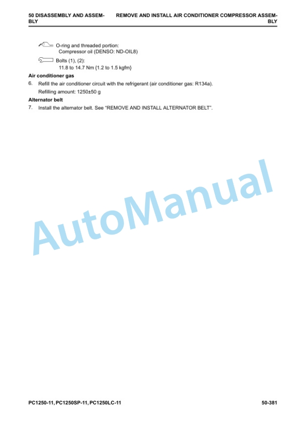 Komatsu PC1250-11, PC1250LC-11, PC1250SP-11 Hydraulic Excavator Shop Manual SEN06624-07 5 Komatsu PC1250-11, PC1250LC-11, PC1250SP-11 Hydraulic Excavator Shop Manual SEN06624-07 - Image 5