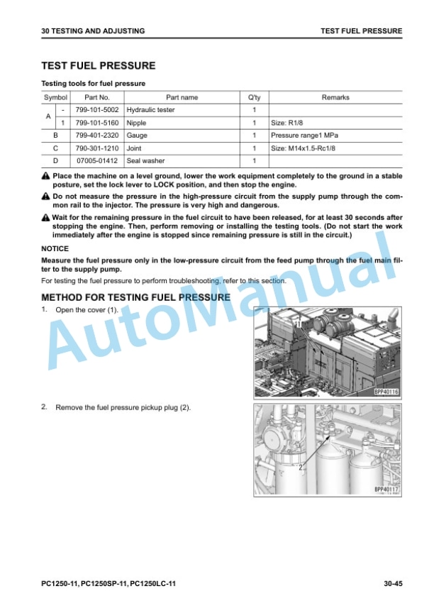 Komatsu PC1250-11, PC1250LC-11, PC1250SP-11 Hydraulic Excavator Shop Manual SEN06624-10 2 Komatsu PC1250-11, PC1250LC-11, PC1250SP-11 Hydraulic Excavator Shop Manual SEN06624-10 - Image 2