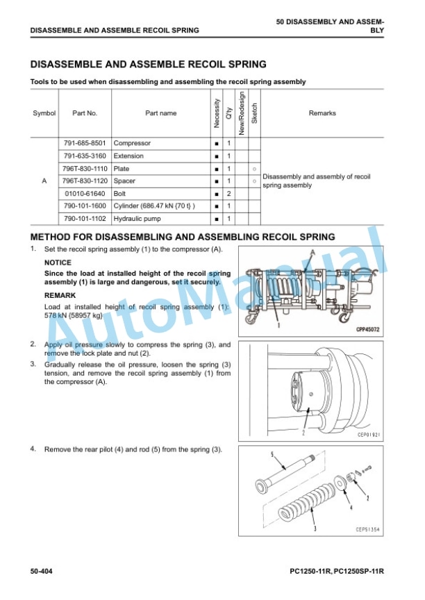 Komatsu PC1250-11R, PC1250SP-11R Hydraulic Excavator Shop Manual SEN06824-01 5 Komatsu PC1250-11R, PC1250SP-11R Hydraulic Excavator Shop Manual SEN06824-01 - Image 5