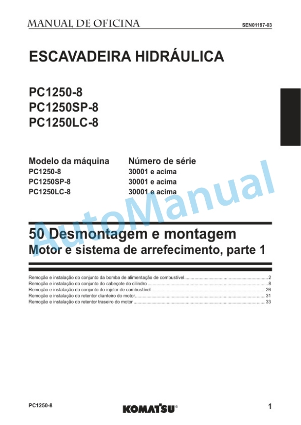 Komatsu PC1250-8, PC1250LC-8, PC1250SP-8 Hydraulic Excavator Shop Manual KPBM088919 5 Komatsu PC1250-8, PC1250LC-8, PC1250SP-8 Hydraulic Excavator Shop Manual KPBM088919 - Image 5