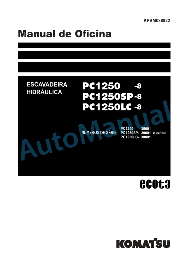 Komatsu PC1250-8, PC1250LC-8, PC1250SP-8 Hydraulic Excavator Shop Manual KPBM088922