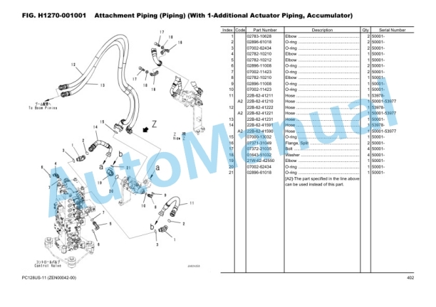 Komatsu PC128US-11 Hydraulic Excavator Parts Manual ZEN00042-00 3 Komatsu PC128US-11 Hydraulic Excavator Parts Manual ZEN00042-00-3