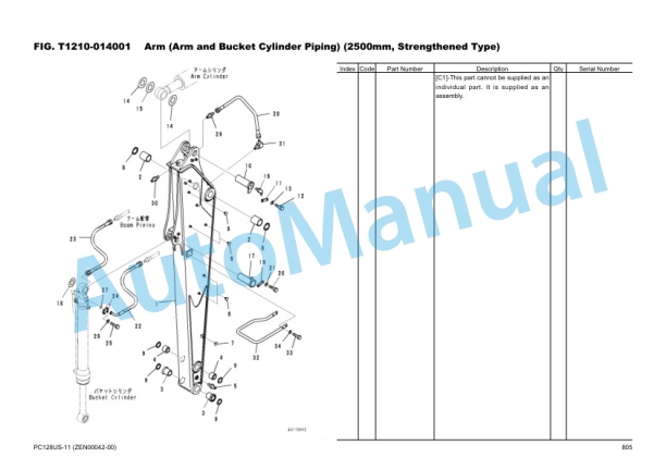 Komatsu PC128US-11 Hydraulic Excavator Parts Manual ZEN00042-00 5 Komatsu PC128US-11 Hydraulic Excavator Parts Manual ZEN00042-00-5