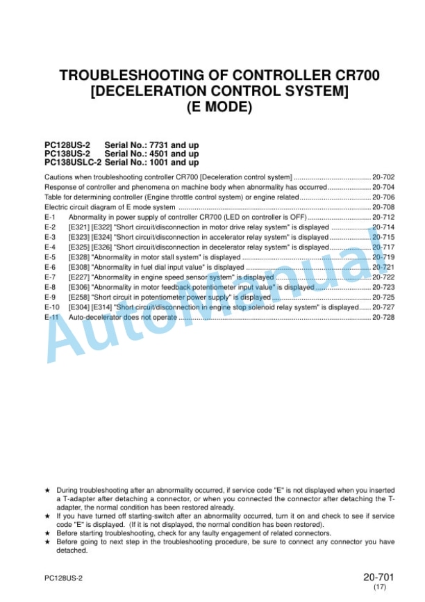 Komatsu PC128US-2, PC138US-2, PC138USLC-2E0 Hydraulic Excavator Shop Manual SEBM018419 4 Komatsu PC128US-2, PC138US-2, PC138USLC-2E0 Hydraulic Excavator Shop Manual SEBM018419 - Image 4