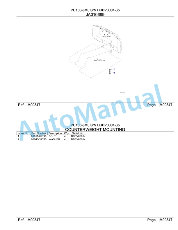 Komatsu PC130-8M0 Hydraulic Excavator Parts Manual DBBV0001-up 5 Komatsu PC130-8M0 Hydraulic Excavator Parts Manual DBBV0001-up-5