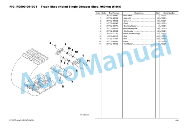 Komatsu PC135F-10M0 Hydraulic Excavator Parts Manual LEPBP13X02 5 Komatsu PC135F-10M0 Hydraulic Excavator Parts Manual LEPBP13X02-5