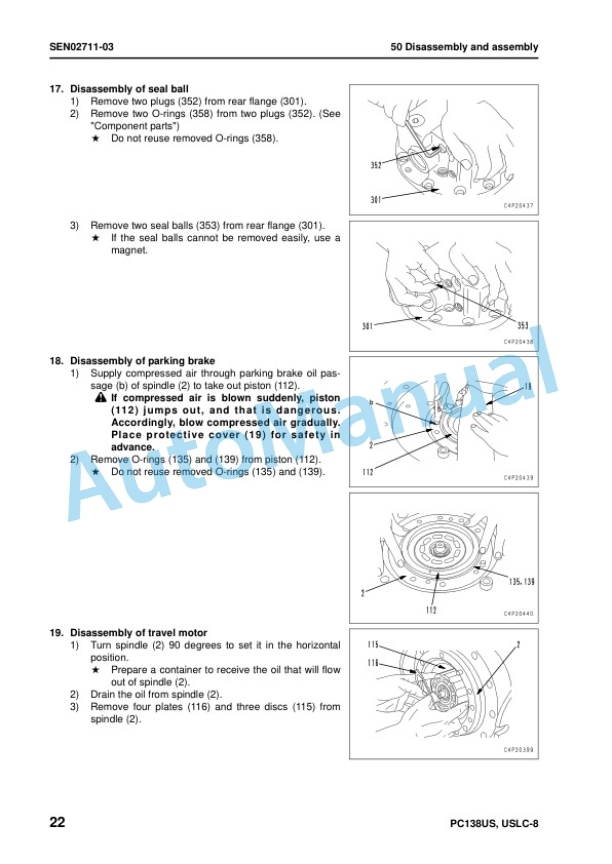 Komatsu PC138US-8, PC138USLC-8 Galeo Hydraulic Excavator Shop Manual SEN01968-18 5 Komatsu PC138US-8, PC138USLC-8 Galeo Hydraulic Excavator Shop Manual SEN01968-18 - Image 5