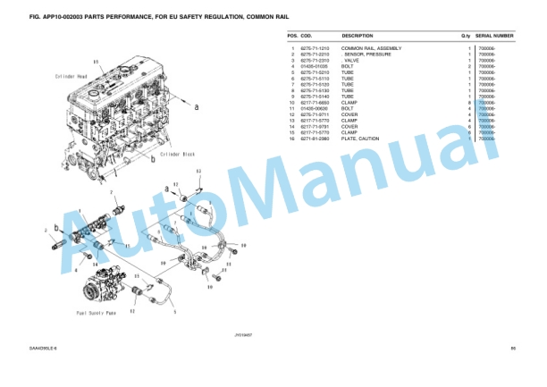 Alternative view of Komatsu PC138US Parts Manual