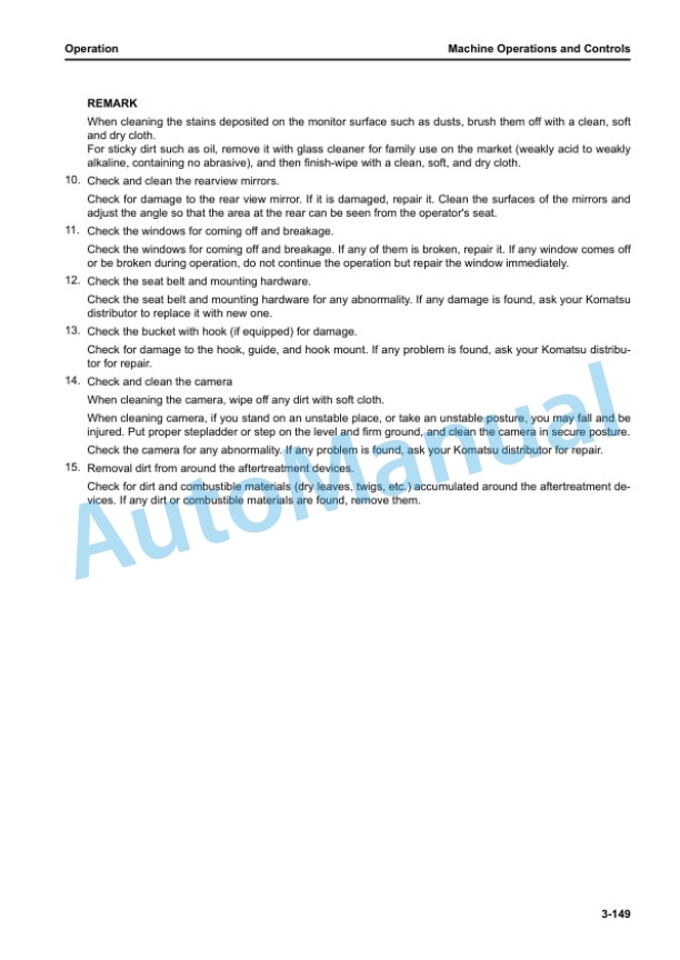 Komatsu PC138USLC-11 Hydraulic Excavator Operation and Maintenance Manual TEN01149-00 3 Komatsu PC138USLC-11 Hydraulic Excavator Operation and Maintenance Manual TEN01149-00 - Image 3