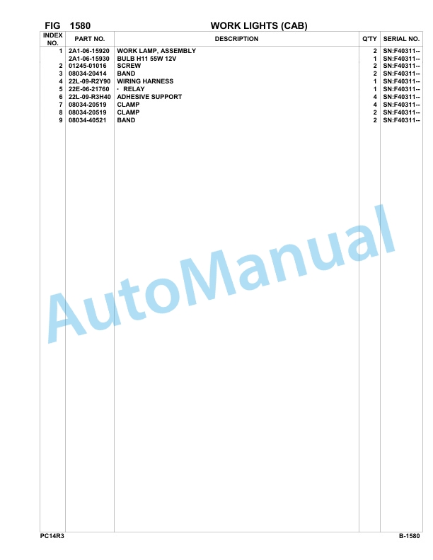Komatsu PC14R-3 Hydraulic Excavator Parts Manual F40003-UP 2 Komatsu PC14R-3 Hydraulic Excavator Parts Manual F40003-UP-2