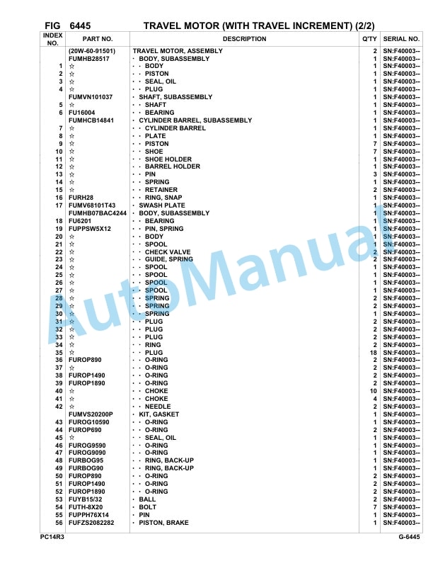 Komatsu PC14R-3 Hydraulic Excavator Parts Manual F40003-UP 4 Komatsu PC14R-3 Hydraulic Excavator Parts Manual F40003-UP-4