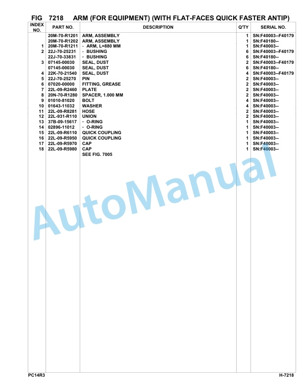 Komatsu PC14R-3 Hydraulic Excavator Parts Manual F40003-UP 5 Komatsu PC14R-3 Hydraulic Excavator Parts Manual F40003-UP-5