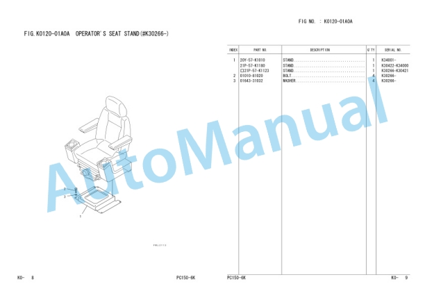 Komatsu PC150-6K, PC150LC-6K Parts Manual UEPB000609 3 Komatsu PC150-6K, PC150LC-6K Parts Manual UEPB000609-3