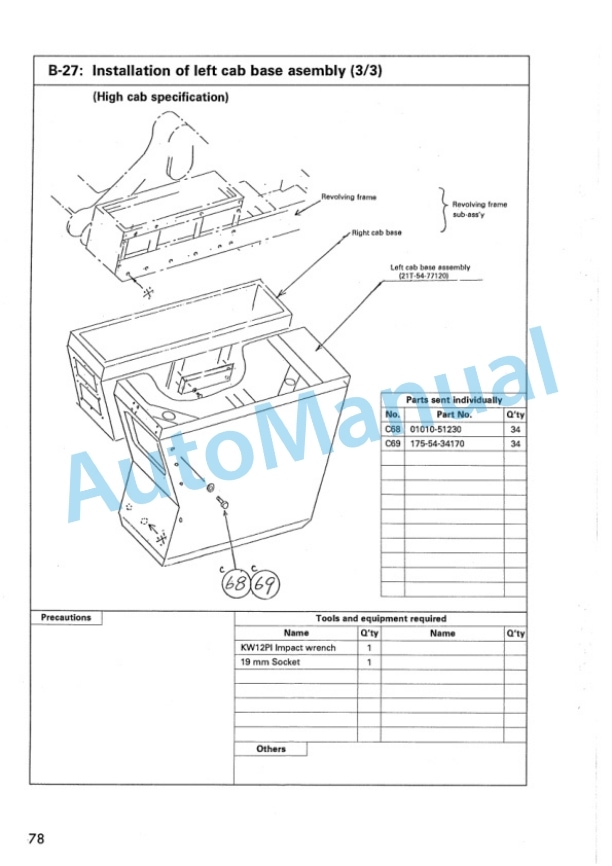 Komatsu PC1600-1 Hydraulic Excavator Field Assembly Manual SEAW021TA102 3 Komatsu PC1600-1 Hydraulic Excavator Field Assembly Manual SEAW021TA102 - Image 3
