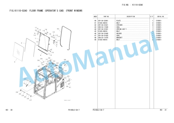 Komatsu PC160LC-7 Hydraulic Excavator Parts Manual FEN00436-02 3 Komatsu PC160LC-7 Hydraulic Excavator Parts Manual FEN00436-02-3