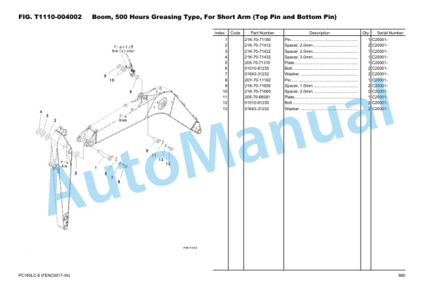 Komatsu PC160LC-8 Hydraulic Excavator Parts Manual FENC0017-04 5 Komatsu PC160LC-8 Hydraulic Excavator Parts Manual FENC0017-04 - Image 5
