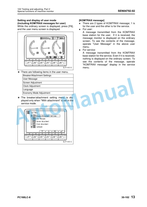 Komatsu PC160LC-8 Hydraulic Excavator Shop Manual SEN04566-14TH 3 Komatsu PC160LC-8 Hydraulic Excavator Shop Manual SEN04566-14TH - Image 3