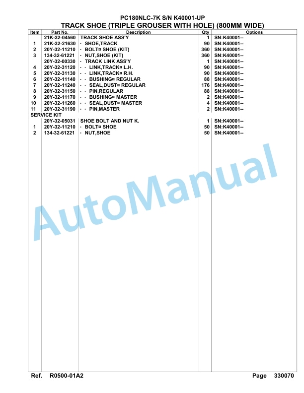Komatsu PC180NLC-7K Hydraulic Excavator Parts Manual SAA4D11U 4 Komatsu PC180NLC-7K Hydraulic Excavator Parts Manual SAA4D11U-4