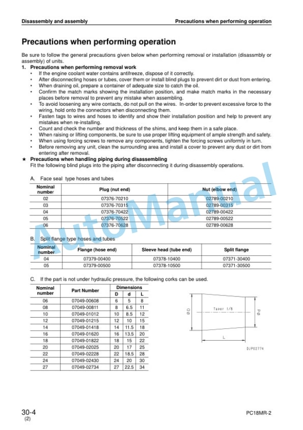 Komatsu PC18MR-2 Hydraulic Excavator Shop Manual SEBM038404 5 Komatsu PC18MR-2 Hydraulic Excavator Shop Manual SEBM038404 - Image 5