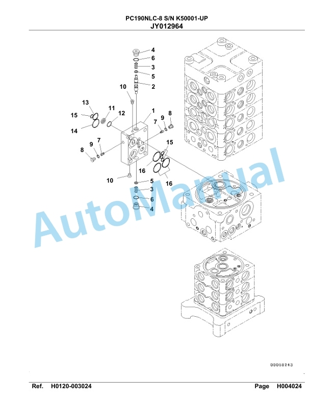 Komatsu PC190NLC-8 Hydraulic Excavator Parts Manual K50001-UP 3 Komatsu PC190NLC-8 Hydraulic Excavator Parts Manual K50001-UP-3