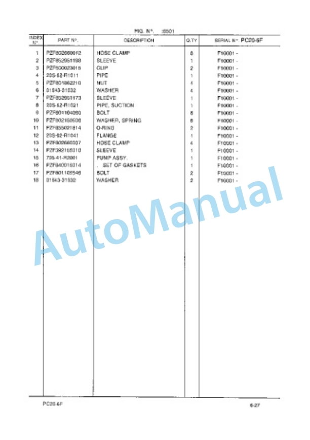 Komatsu PC20-6F Hydraulic Excavator Parts Manual EEPB000700 4 Komatsu PC20-6F Hydraulic Excavator Parts Manual EEPB000700-4
