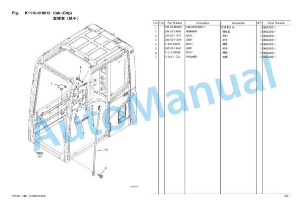 Komatsu PC200-10M0 Parts Manual YCPB202300 4 Komatsu PC200-10M0 Parts Manual YCPB202300-4