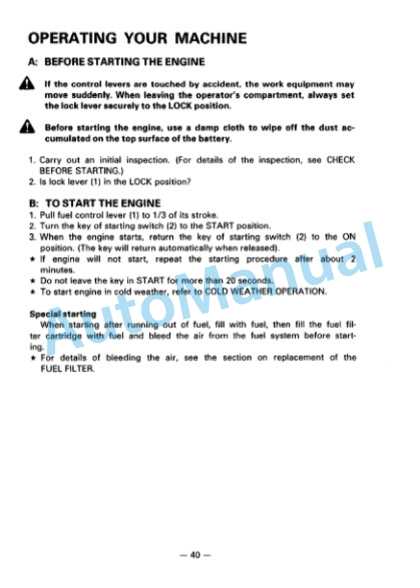 Komatsu PC200-5 Custom, PC200LC-5 Custom, PC220-5 Custom Hydraulic Excavator Operation and Maintenance Manual SEAM0205C505 2 Komatsu PC200-5 Custom, PC200LC-5 Custom, PC220-5 Custom Hydraulic Excavator Operation and Maintenance Manual SEAM0205C505 - Image 2