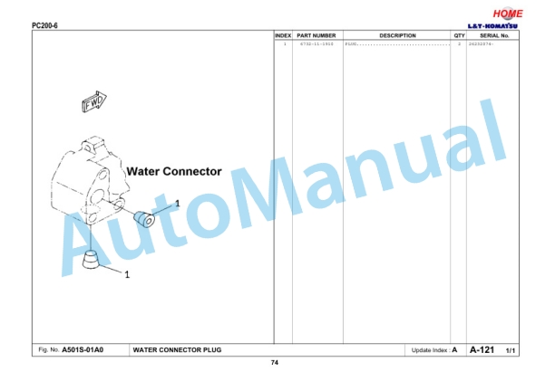 Alternative view of Komatsu PC200-6 Parts Manual