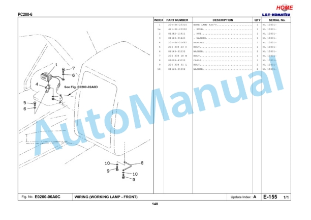 Komatsu PC200-6 Parts Manual 3 Komatsu PC200-6 Parts Manual - Image 3