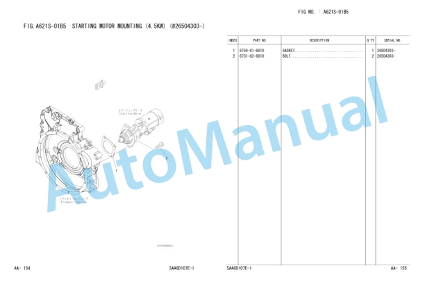 Alternative view of Komatsu PC200-8-A, SAA6D107E-1B-WB Parts Manual FEN00292-03