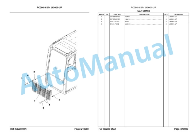 Komatsu PC200-8 Hydraulic Excavator Parts Manual LEPBP20802 3 Komatsu PC200-8 Hydraulic Excavator Parts Manual LEPBP20802-3