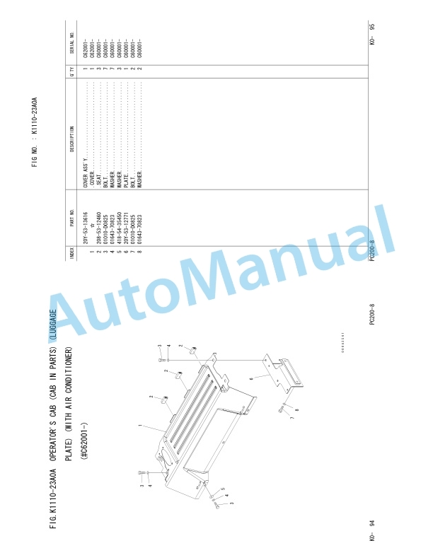 Komatsu PC200-8, PC200LC-8 Hydraulic Excavator Parts Manual FEN00468-01 3 Komatsu PC200-8, PC200LC-8 Hydraulic Excavator Parts Manual FEN00468-01-3