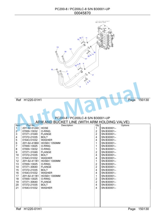 Komatsu PC200-8, PC200LC-8 Hydraulic Excavator Parts Manual SAA107B1 2 Komatsu PC200-8, PC200LC-8 Hydraulic Excavator Parts Manual SAA107B1-2