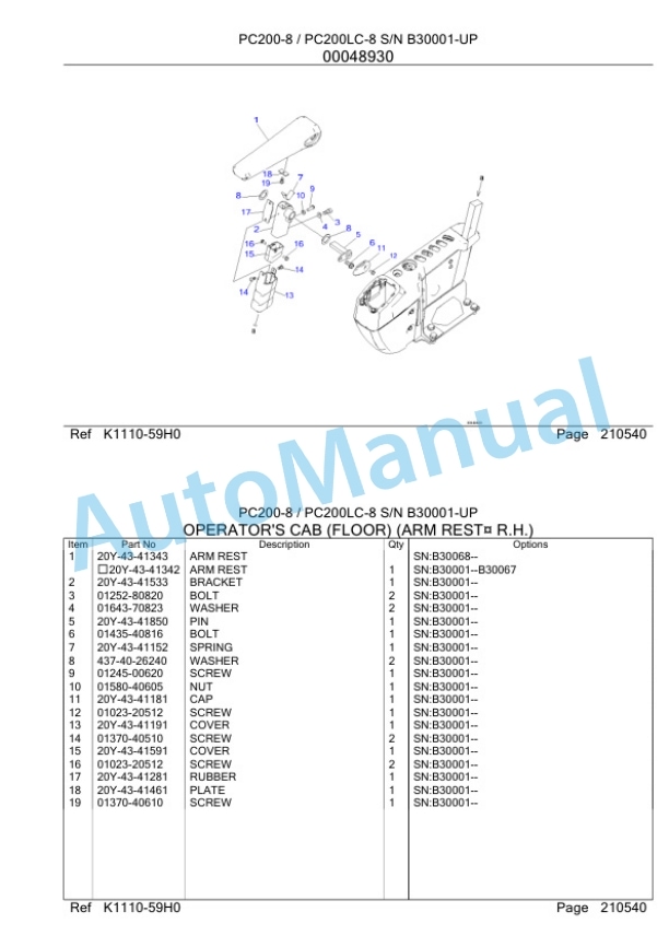 Komatsu PC200-8, PC200LC-8 Hydraulic Excavator Parts Manual SAA107B1 3 Komatsu PC200-8, PC200LC-8 Hydraulic Excavator Parts Manual SAA107B1-3