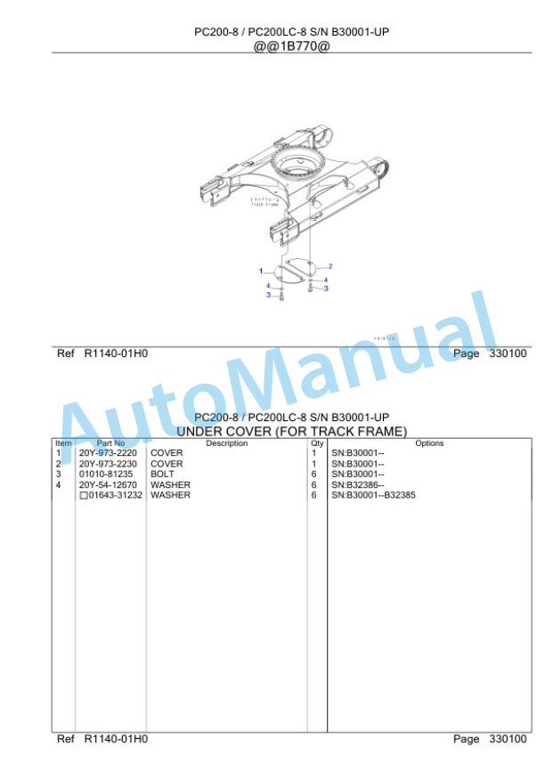 Komatsu PC200-8, PC200LC-8 Hydraulic Excavator Parts Manual SAA107B1 4 Komatsu PC200-8, PC200LC-8 Hydraulic Excavator Parts Manual SAA107B1-4