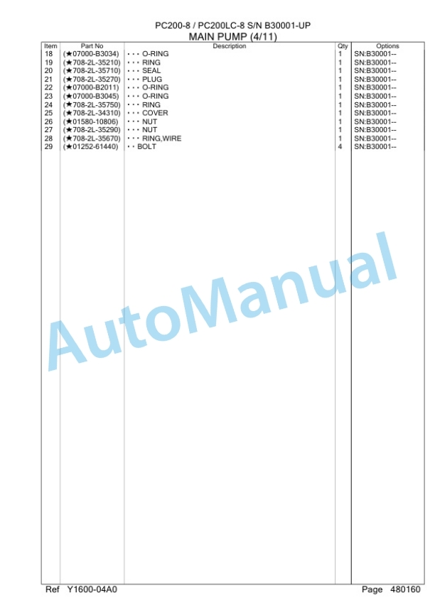 Komatsu PC200-8, PC200LC-8 Hydraulic Excavator Parts Manual SAA107B1 5 Komatsu PC200-8, PC200LC-8 Hydraulic Excavator Parts Manual SAA107B1-5