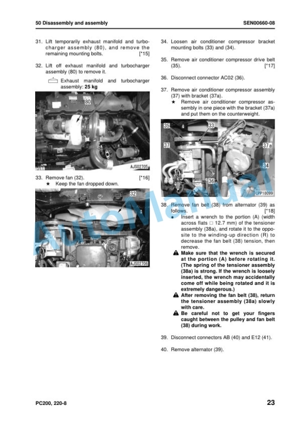 Komatsu PC200-8, PC200LC-8, PC220-8, PC220LC-8 Hydraulic Excavator Shop Manual SEN00084-25 5 Komatsu PC200-8, PC200LC-8, PC220-8, PC220LC-8 Hydraulic Excavator Shop Manual SEN00084-25 - Image 5