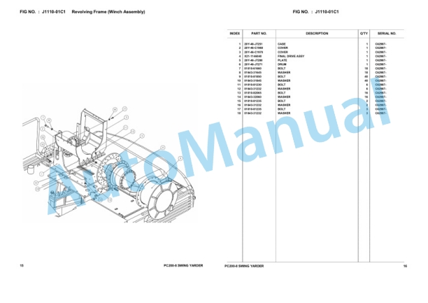 Komatsu PC200-8 Swing Yarder Hydraulic Excavator Parts Manual FEN87001-01TH 3 Komatsu PC200-8 Swing Yarder Hydraulic Excavator Parts Manual FEN87001-01TH-3