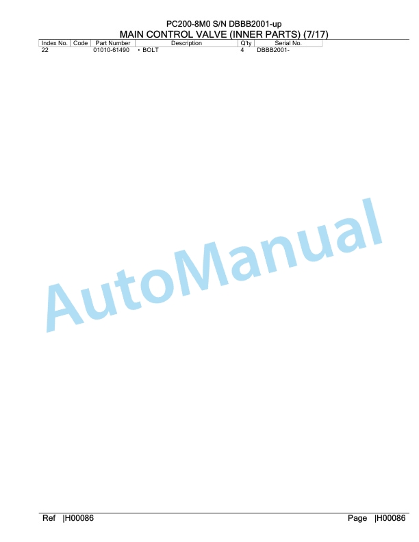 Komatsu PC200-8M0 Hydraulic Excavator Parts Manual DBBB2001-up 2 Komatsu PC200-8M0 Hydraulic Excavator Parts Manual DBBB2001-up-2