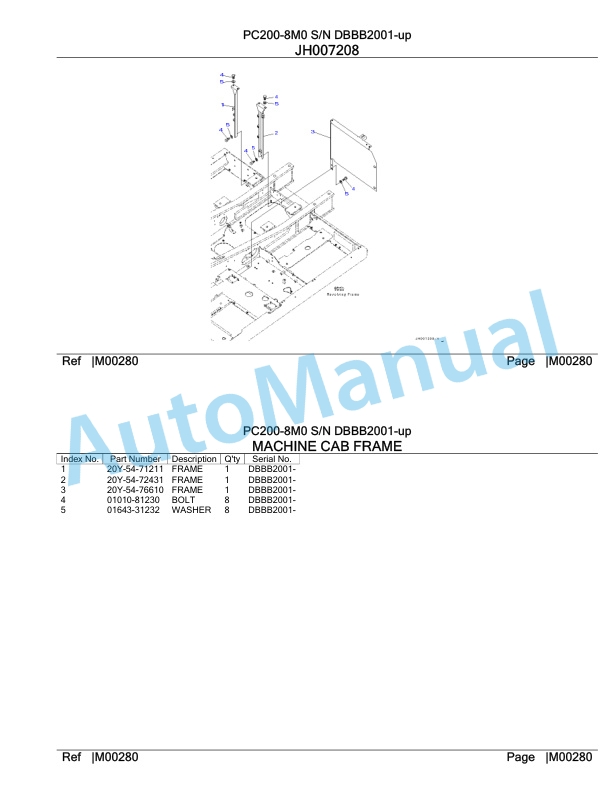 Komatsu PC200-8M0 Hydraulic Excavator Parts Manual DBBB2001-up 4 Komatsu PC200-8M0 Hydraulic Excavator Parts Manual DBBB2001-up-4