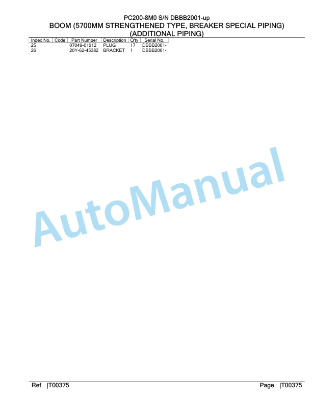 Komatsu PC200-8M0 Hydraulic Excavator Parts Manual DBBB2001-up 5 Komatsu PC200-8M0 Hydraulic Excavator Parts Manual DBBB2001-up-5