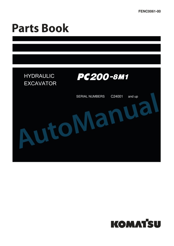 Komatsu PC200-8M1 Hydraulic Excavator Parts Manual FENC0061-00