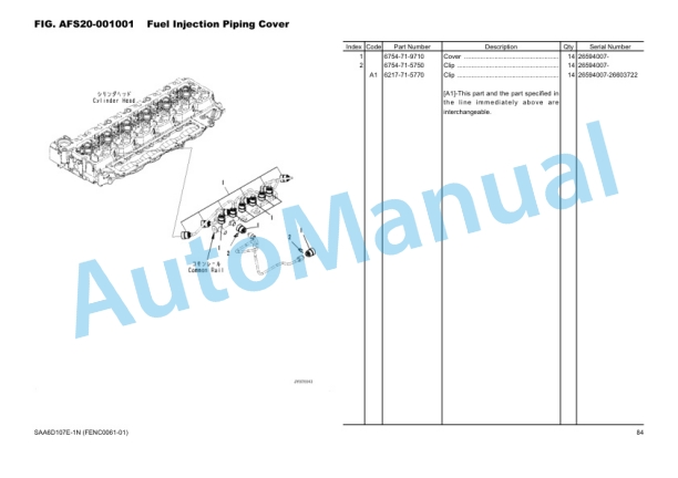 Alternative view of Komatsu PC200-8M1 Hydraulic Excavator Parts Manual FENC0061-01