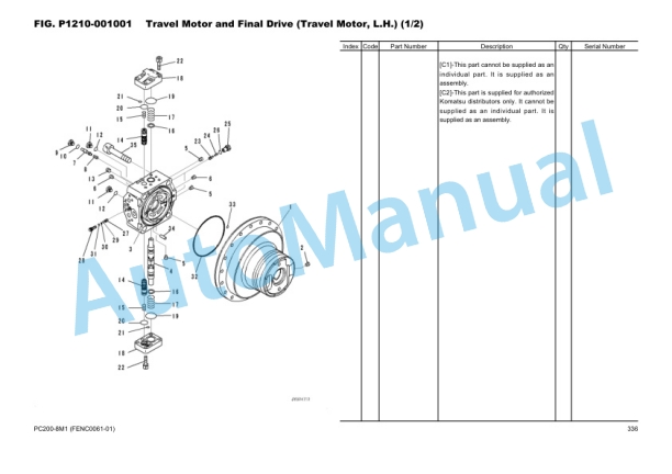 Komatsu PC200-8M1 Hydraulic Excavator Parts Manual FENC0061-01 5 Komatsu PC200-8M1 Hydraulic Excavator Parts Manual FENC0061-01 - Image 5