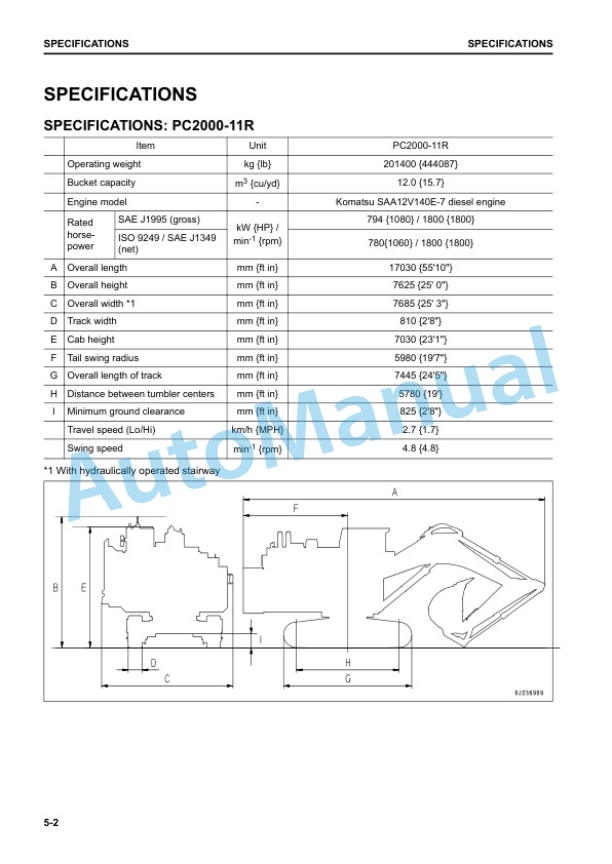 Komatsu PC2000-11R Hydraulic Excavator Operation and Maintenance Manual PEN01462-06 5 Komatsu PC2000-11R Hydraulic Excavator Operation and Maintenance Manual PEN01462-06 - Image 5
