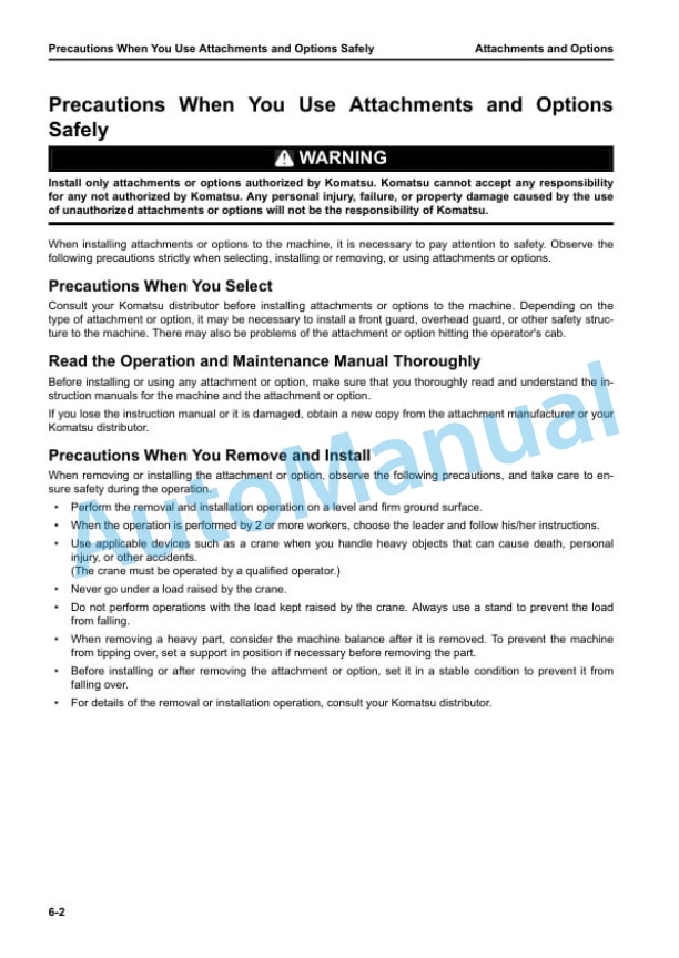 Komatsu PC2000-11R Hydraulic Excavator Operation and Maintenance Manual PEN01725-07 5 Komatsu PC2000-11R Hydraulic Excavator Operation and Maintenance Manual PEN01725-07 - Image 5
